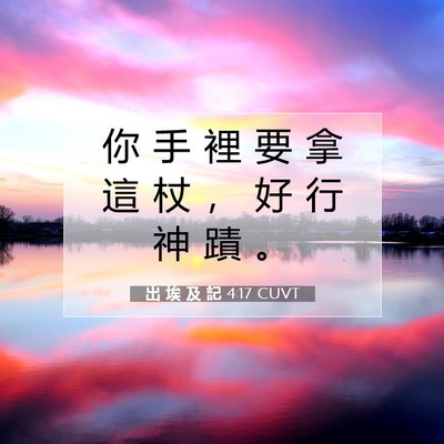 Picture 07 - 出 埃 及 記 4:17 CUVT - 你 手 裡 要 拿 這 杖 ， 好 行 神 蹟 - Bible Verse Picture