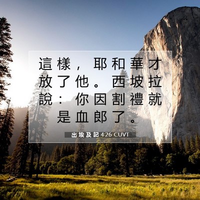 Picture 07 - 出 埃 及 記 4:26 CUVT - 這 樣 ， 耶 和 華 才 放 了 他 。 西 - Bible Verse Picture