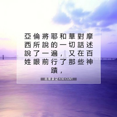 Picture 07 - 出 埃 及 記 4:30 CUVT - 亞 倫 將 耶 和 華 對 摩 西 所 說 的 - Bible Verse Picture