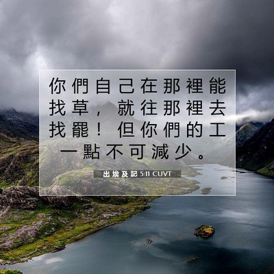 Picture 07 - 出 埃 及 記 5:11 CUVT - 你 們 自 己 在 那 裡 能 找 草 ， 就 - Bible Verse Picture