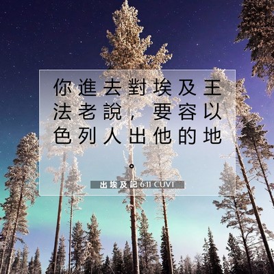 Picture 07 - 出 埃 及 記 6:11 CUVT - 你 進 去 對 埃 及 王 法 老 說 ， 要 - Bible Verse Picture