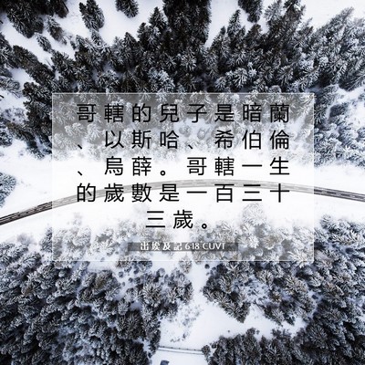 Picture 07 - 出 埃 及 記 6:18 CUVT - 哥 轄 的 兒 子 是 暗 蘭 、 以 斯 哈 - Bible Verse Picture