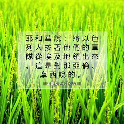 Picture 07 - 出 埃 及 記 6:26 CUVT - 耶 和 華 說 ： 將 以 色 列 人 按 著 - Bible Verse Picture