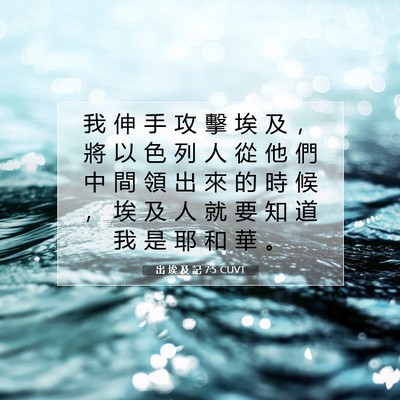 Picture 07 - 出 埃 及 記 7:5 CUVT - 我 伸 手 攻 擊 埃 及 ， 將 以 色 列 - Bible Verse Picture