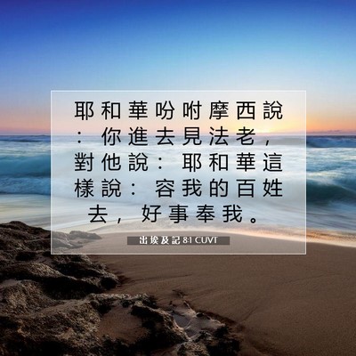 Picture 07 - 出 埃 及 記 8:1 CUVT - 耶 和 華 吩 咐 摩 西 說 ： 你 進 去 - Bible Verse Picture