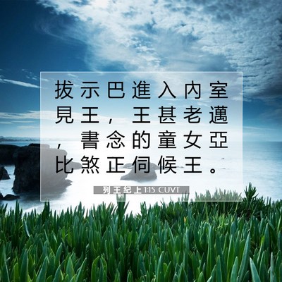 Picture 07 - 列 王 紀 上 1:15 CUVT - 拔 示 巴 進 入 內 室 見 王 ， 王 甚 - Bible Verse Picture