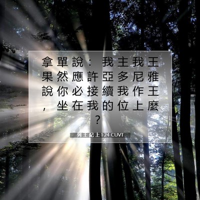 Picture 07 - 列 王 紀 上 1:24 CUVT - 拿 單 說 ： 我 主 我 王 果 然 應 許 - Bible Verse Picture