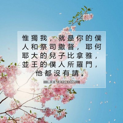 Picture 07 - 列 王 紀 上 1:26 CUVT - 惟 獨 我 ， 就 是 你 的 僕 人 和 祭 - Bible Verse Picture