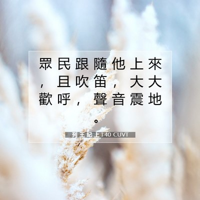 Picture 07 - 列 王 紀 上 1:40 CUVT - 眾 民 跟 隨 他 上 來 ， 且 吹 笛 ， - Bible Verse Picture