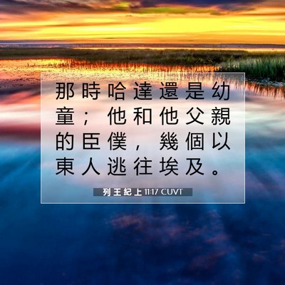 Picture 07 - 列 王 紀 上 11:17 CUVT - 那 時 哈 達 還 是 幼 童 ； 他 和 他 - Bible Verse Picture