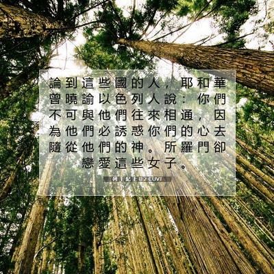 Picture 07 - 列 王 紀 上 11:2 CUVT - 論 到 這 些 國 的 人 ， 耶 和 華 曾 - Bible Verse Picture