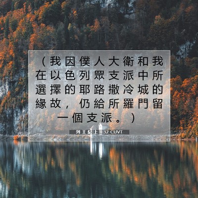 Picture 07 - 列 王 紀 上 11:32 CUVT - （ 我 因 僕 人 大 衛 和 我 在 以 色 - Bible Verse Picture