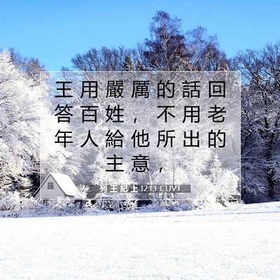 Picture 07 - 列 王 紀 上 12:13 CUVT - 王 用 嚴 厲 的 話 回 答 百 姓 ， 不 - Bible Verse Picture