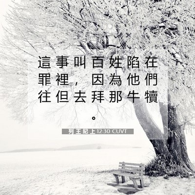 Picture 07 - 列 王 紀 上 12:30 CUVT - 這 事 叫 百 姓 陷 在 罪 裡 ， 因 為 - Bible Verse Picture