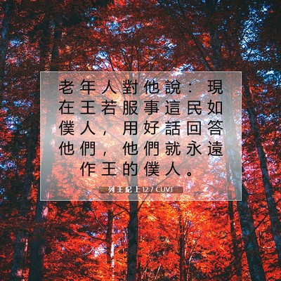 Picture 07 - 列 王 紀 上 12:7 CUVT - 老 年 人 對 他 說 ： 現 在 王 若 服 - Bible Verse Picture
