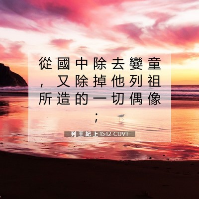 Picture 07 - 列 王 紀 上 15:12 CUVT - 從 國 中 除 去 孌 童 ， 又 除 掉 他 - Bible Verse Picture