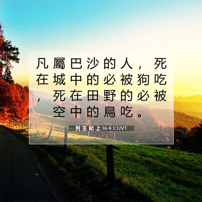 Picture 07 - 列 王 紀 上 16:4 CUVT - 凡 屬 巴 沙 的 人 ， 死 在 城 中 的 - Bible Verse Picture