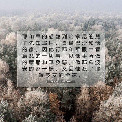 Picture 07 - 列 王 紀 上 16:7 CUVT - 耶 和 華 的 話 臨 到 哈 拿 尼 的 兒 - Bible Verse Picture