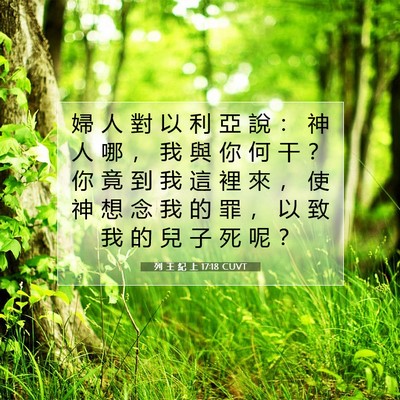 Picture 07 - 列 王 紀 上 17:18 CUVT - 婦 人 對 以 利 亞 說 ： 神 人 哪 ， - Bible Verse Picture