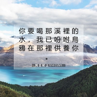 Picture 07 - 列 王 紀 上 17:4 CUVT - 你 要 喝 那 溪 裡 的 水 ， 我 已 吩 - Bible Verse Picture