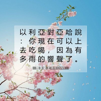 Picture 07 - 列 王 紀 上 18:41 CUVT - 以 利 亞 對 亞 哈 說 ： 你 現 在 可 - Bible Verse Picture
