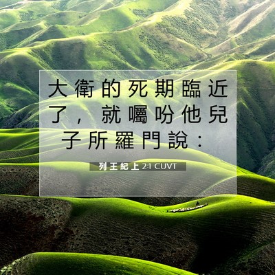 Picture 07 - 列 王 紀 上 2:1 CUVT - 大 衛 的 死 期 臨 近 了 ， 就 囑 吩 - Bible Verse Picture