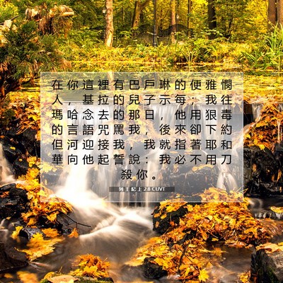 Picture 07 - 列 王 紀 上 2:8 CUVT - 在 你 這 裡 有 巴 戶 琳 的 便 雅 憫 - Bible Verse Picture