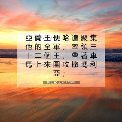 Picture 07 - 列 王 紀 上 20:1 CUVT - 亞 蘭 王 便 哈 達 聚 集 他 的 全 軍 - Bible Verse Picture