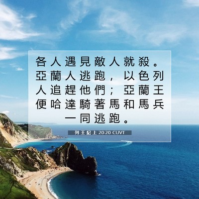 Picture 07 - 列 王 紀 上 20:20 CUVT - 各 人 遇 見 敵 人 就 殺 。 亞 蘭 人 - Bible Verse Picture