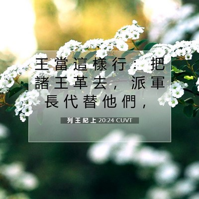 Picture 07 - 列 王 紀 上 20:24 CUVT - 王 當 這 樣 行 ： 把 諸 王 革 去 ， - Bible Verse Picture