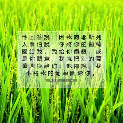 Picture 07 - 列 王 紀 上 21:6 CUVT - 他 回 答 說 ： 因 我 向 耶 斯 列 人 - Bible Verse Picture