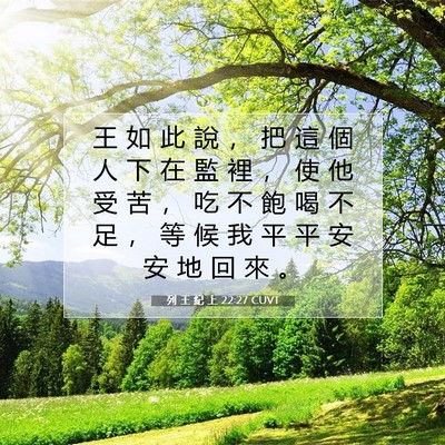 Picture 07 - 列 王 紀 上 22:27 CUVT - 王 如 此 說 ， 把 這 個 人 下 在 監 - Bible Verse Picture