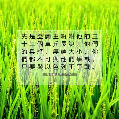Picture 07 - 列 王 紀 上 22:31 CUVT - 先 是 亞 蘭 王 吩 咐 他 的 三 十 二 - Bible Verse Picture