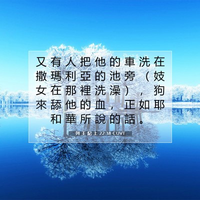 Picture 07 - 列 王 紀 上 22:38 CUVT - 又 有 人 把 他 的 車 洗 在 撒 瑪 利 - Bible Verse Picture