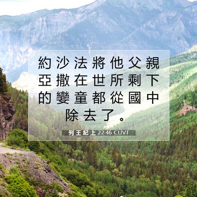 Picture 07 - 列 王 紀 上 22:46 CUVT - 約 沙 法 將 他 父 親 亞 撒 在 世 所 - Bible Verse Picture