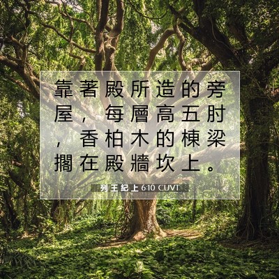 Picture 07 - 列 王 紀 上 6:10 CUVT - 靠 著 殿 所 造 的 旁 屋 ， 每 層 高 - Bible Verse Picture