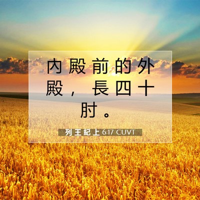 Picture 07 - 列 王 紀 上 6:17 CUVT - 內 殿 前 的 外 殿 ， 長 四 十 肘 - Bible Verse Picture