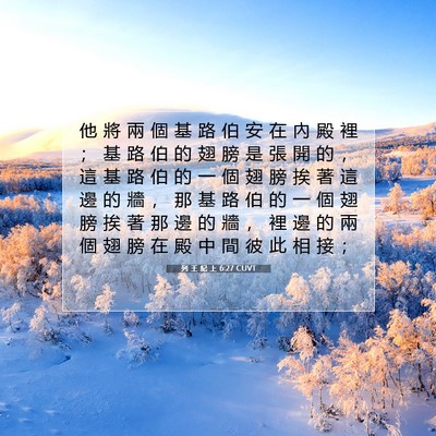 Picture 07 - 列 王 紀 上 6:27 CUVT - 他 將 兩 個 基 路 伯 安 在 內 殿 裡 - Bible Verse Picture