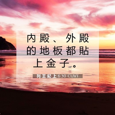 Picture 07 - 列 王 紀 上 6:30 CUVT - 內 殿 、 外 殿 的 地 板 都 貼 上 金 - Bible Verse Picture