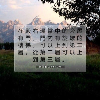 Picture 07 - 列 王 紀 上 6:8 CUVT - 在 殿 右 邊 當 中 的 旁 屋 有 門 ， - Bible Verse Picture