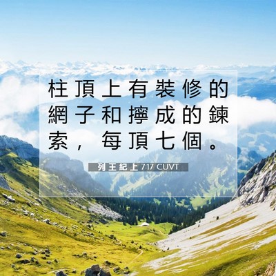 Picture 07 - 列 王 紀 上 7:17 CUVT - 柱 頂 上 有 裝 修 的 網 子 和 擰 成 - Bible Verse Picture