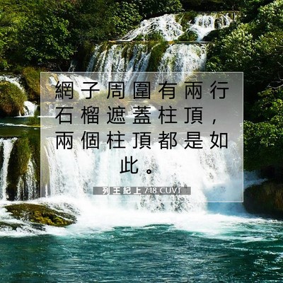 Picture 07 - 列 王 紀 上 7:18 CUVT - 網 子 周 圍 有 兩 行 石 榴 遮 蓋 柱 - Bible Verse Picture