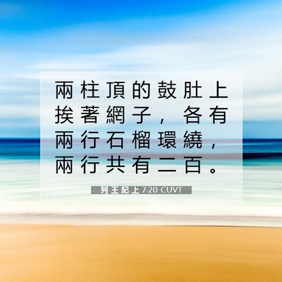 Picture 07 - 列 王 紀 上 7:20 CUVT - 兩 柱 頂 的 鼓 肚 上 挨 著 網 子 ， - Bible Verse Picture