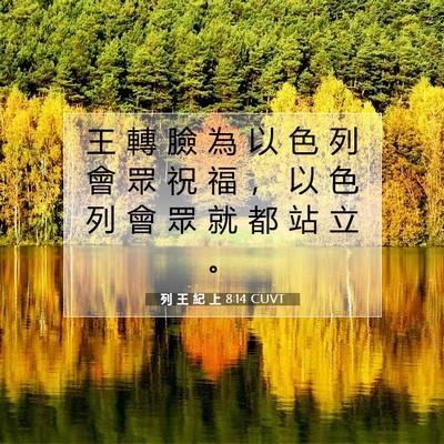 Picture 07 - 列 王 紀 上 8:14 CUVT - 王 轉 臉 為 以 色 列 會 眾 祝 福 ， - Bible Verse Picture