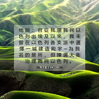 Picture 07 - 列 王 紀 上 8:16 CUVT - 他 說 ： 自 從 我 領 我 民 以 色 列 - Bible Verse Picture