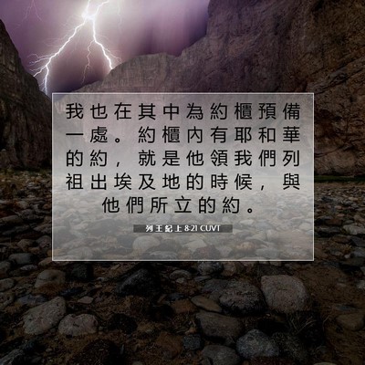 Picture 07 - 列 王 紀 上 8:21 CUVT - 我 也 在 其 中 為 約 櫃 預 備 一 處 - Bible Verse Picture