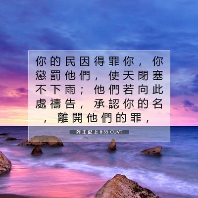 Picture 07 - 列 王 紀 上 8:35 CUVT - 你 的 民 因 得 罪 你 ， 你 懲 罰 他 - Bible Verse Picture