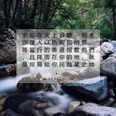 Picture 07 - 列 王 紀 上 8:36 CUVT - 求 你 在 天 上 垂 聽 ， 赦 免 你 僕 - Bible Verse Picture