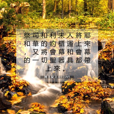 Picture 07 - 列 王 紀 上 8:4 CUVT - 祭 司 和 利 未 人 將 耶 和 華 的 約 - Bible Verse Picture