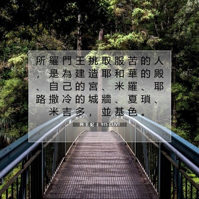 Picture 07 - 列 王 紀 上 9:15 CUVT - 所 羅 門 王 挑 取 服 苦 的 人 ， 是 - Bible Verse Picture